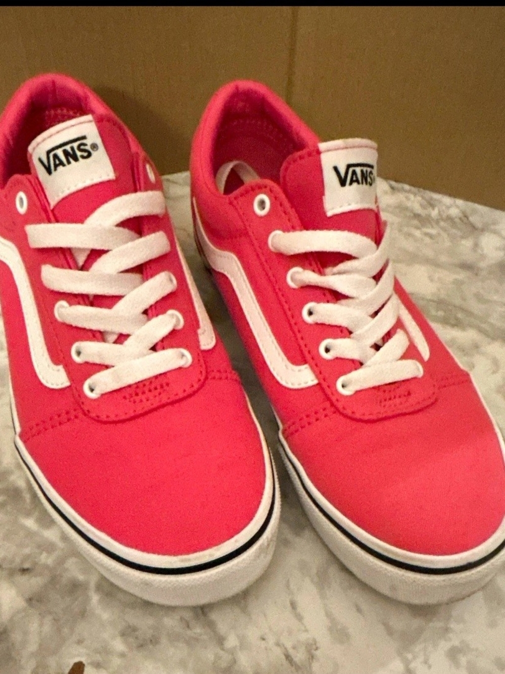 Vans Hot Pink Low-Top Sneakers with White Stripe
